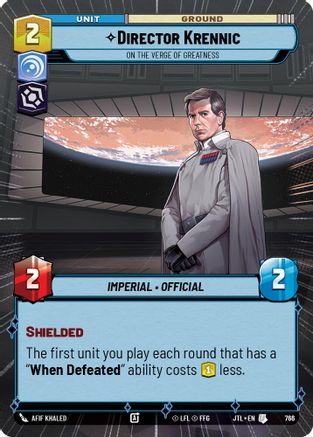 Director Krennic - On the Verge of Greatness (Hyperspace Foil) (766) - Jump to Lightspeed Foil