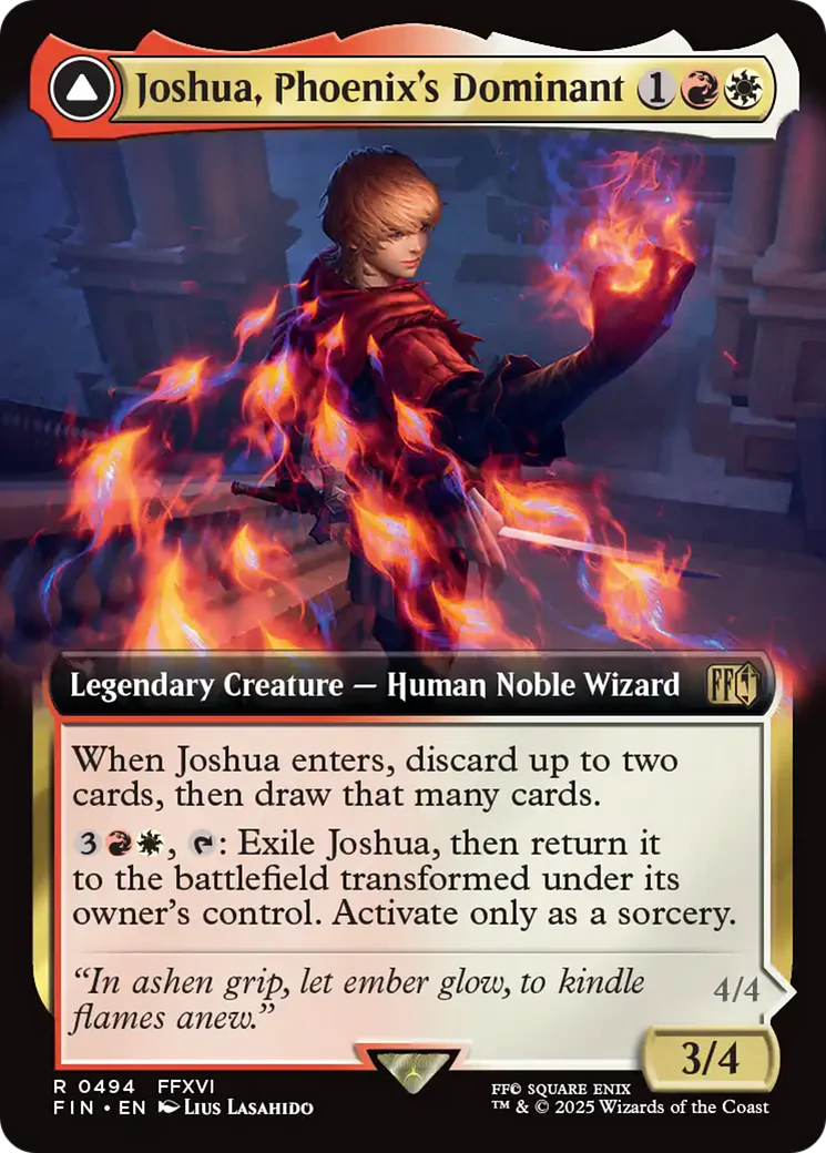 Joshua, Phoenix's Dominant // Phoenix, Warden of Fire (FIN-494) - FINAL FANTASY: (enchantment, Extended Art) Foil - Image 2