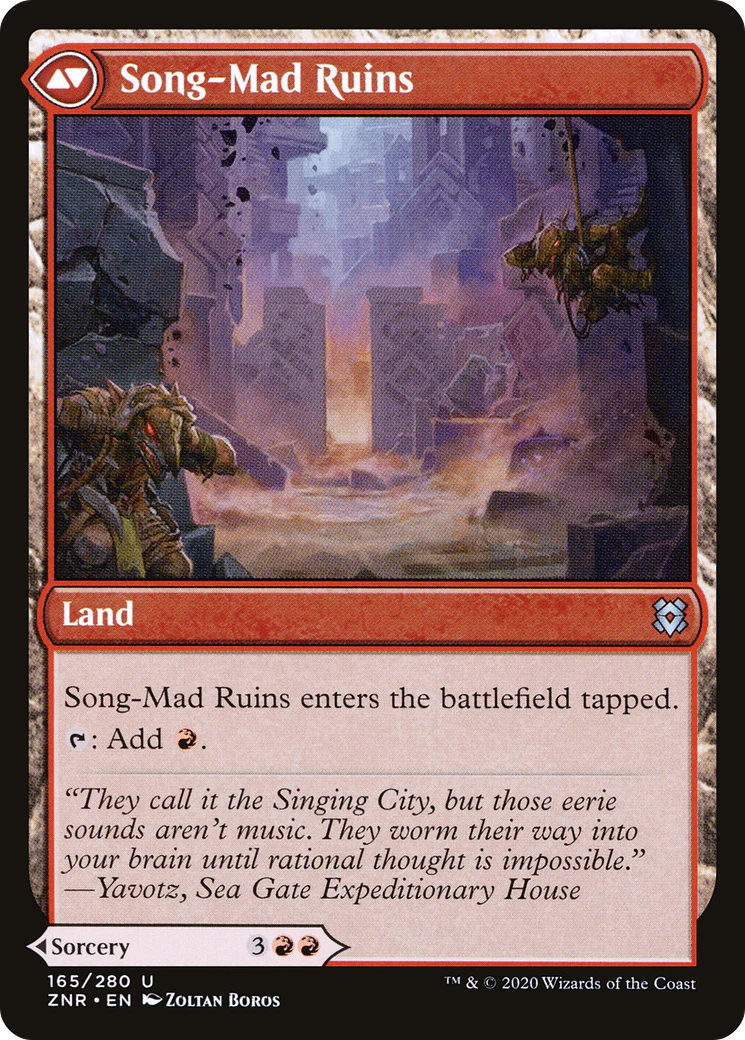 Song-Mad Treachery // Song-Mad Ruins (ZNR-165) - Zendikar Rising Foil - Image 2